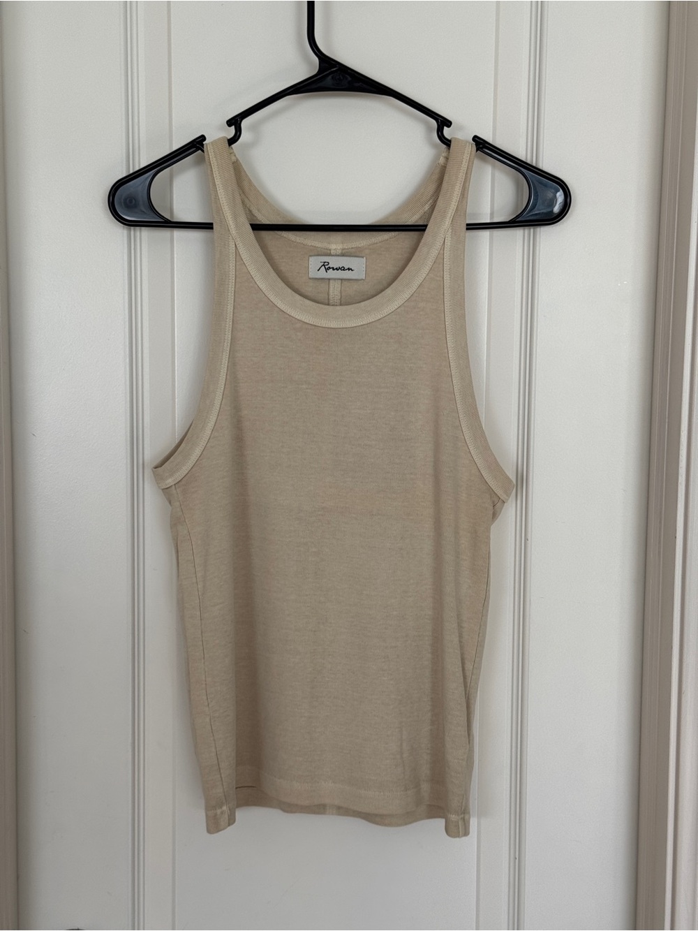 Rowan Slim Ribbed Tank Top — Sandstone Beige